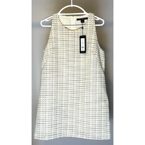 French Connection Effie Bouclé Shift Dress – Cream & Black Tweed – NWT